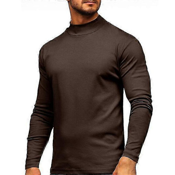 Herre Half Turtleneck Langærmet Pullover Top brown S