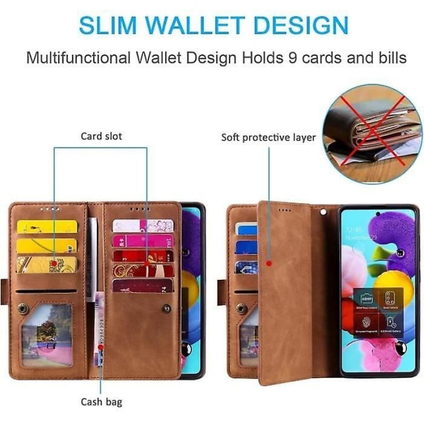 Samsung Galaxy A40 Läderfodral PU Läder Kortplatser Funktion Gratis Stativ 2 Stycken Ver X Skärmskydd