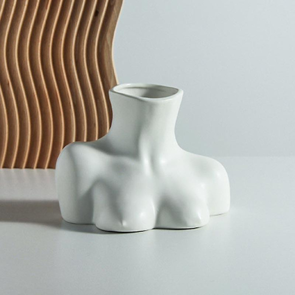 Nordisk Bryst Vase Nøgen Kvinde Halvlang Keramisk Buste Ornamenter Skulptur Bryst Pot Hjem Indretning