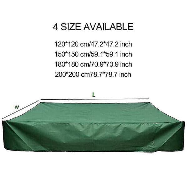 Waterproof Dustproof UV Protection Sandbox Cover for Square Pool with Drawstring -Sew Black Black 200*200cm