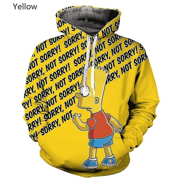 2023 Ny The S-simpsones Tryckt Herr & Dam 3D Tröjor Tröjor Kvalitet Huvtröja Nyhet Streetwear Mode Huvtröja 2 XL