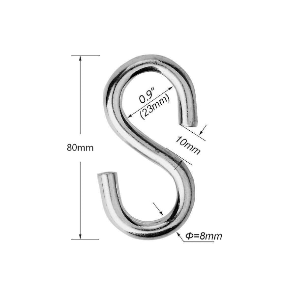 S-kroge i tungt materiale, ekstra tykke, galvaniserede, til hængekøjer, pakke med 2