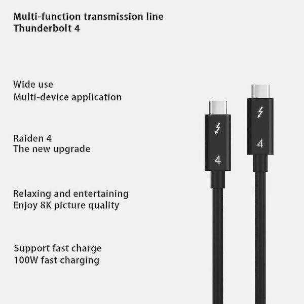 Laptop Thunderbolt 4 Typ C-kabel 40gbps Stabil Data Trans Wire Pd 100w 0.8m