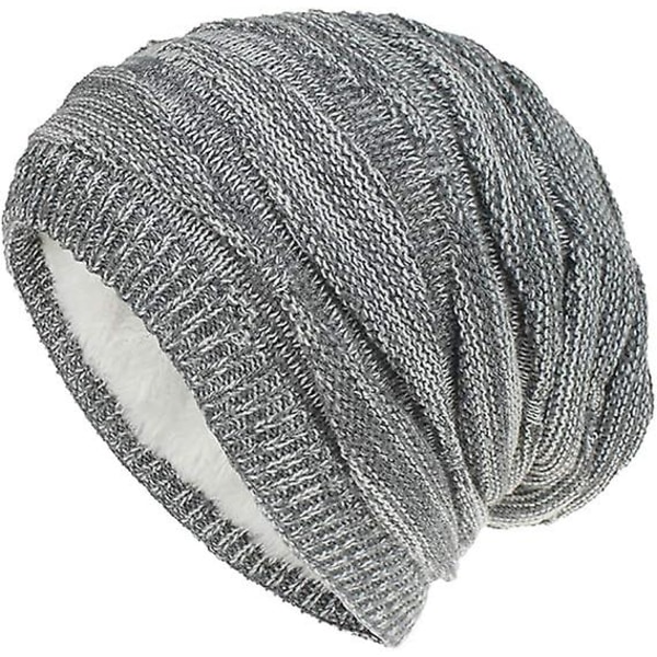 Beanie-hat - Skaldet hætte Slouch beanie termisk strikket hat fleeceforet ulden hækling elastisk