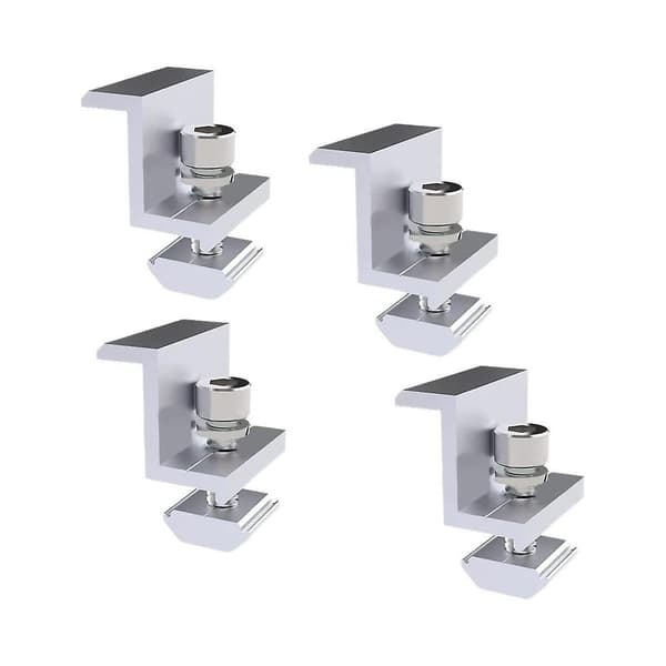 4 Deler Solcellemodulholder Endeklemmesett, Solcellepanel Kantklemmefester, Solcelle Endeklemme Justerbar Silver