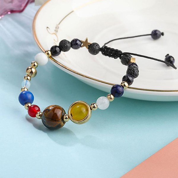 Universe Solar System Eight Planet Stone Beads Bracelet Chain Jewelry Gifts One Size