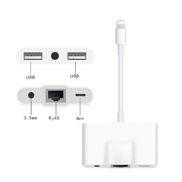 Lyn til Rj45 Ethernet Lan kablet netværksadapter 5 i 1 Usb Otg Lan Rj45 Ethernet 3,5 mm højhastighedskonverter