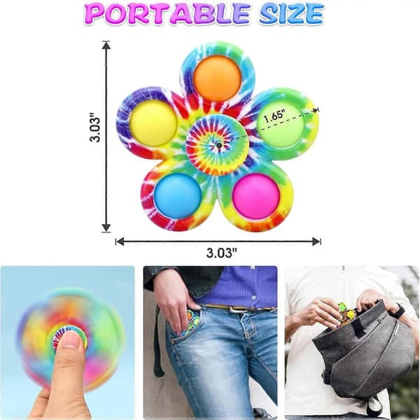 Fidget Spinners 2-pack, Tie Dye Pop Fidget Spinner Poppet för barn och vuxna, Fidget Spinners för julkalenderfyllning, Finger Spinne