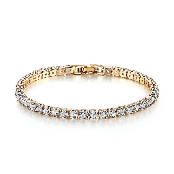 14k Gold Plated 6mm Cubic Zirconia Classic Tennis Bracelet | Gold Bracelets For Women