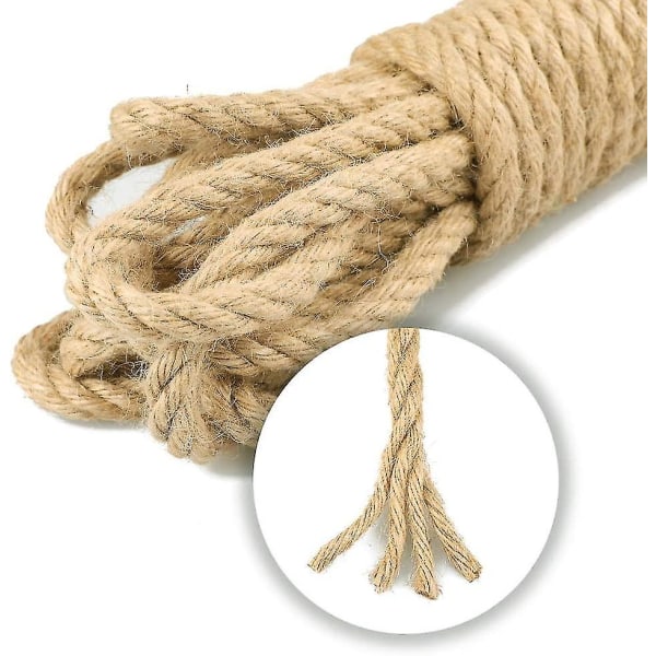 Ficella Jute Rep 10mm Tjock För Dekoration, Handgjord, Trädgårdsskötsel, Kattträd (10 Meter)