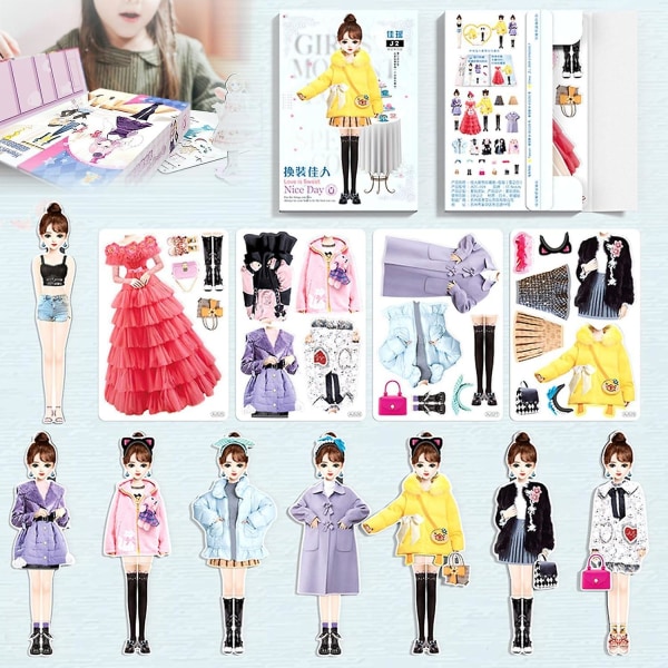 Magnetic Dress Up Baby, Magnetic Princess Dress Up Paper Doll Magnet Dress Up Games, låtsasresor Lekset Toy Dress Up Dolls For Girls Present Set B