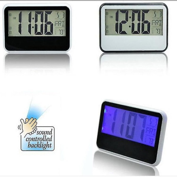 Suuri hiljainen LCD-seinäkello lämpötila- ja kosteusnäytöllä, kello päivällä ja päivämäärällä, digitaalinen kotitoimiston seinäkello (musta) 0,1 kpl