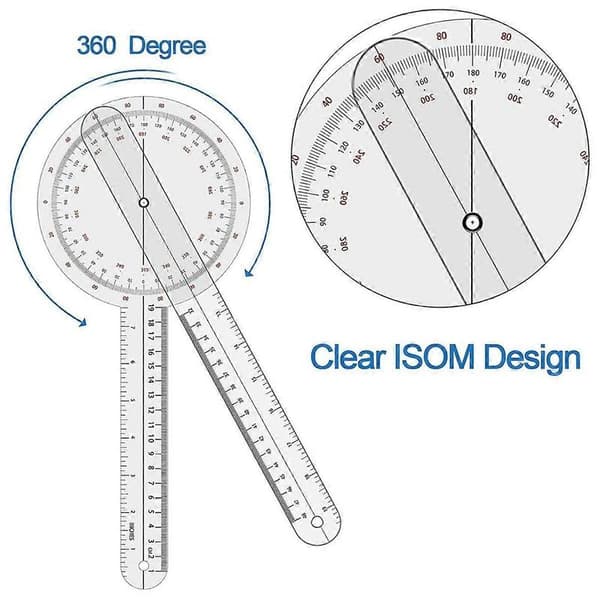 Digital Goniometer 360 Grader, Goniometer Fysioterapi - 12 Tommer Transparent