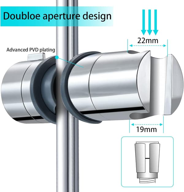 Justerbar håndbruserholder, bruserholder til glidestang 16-19 mm yderdiameter i forkromet ABS-plast (grå)