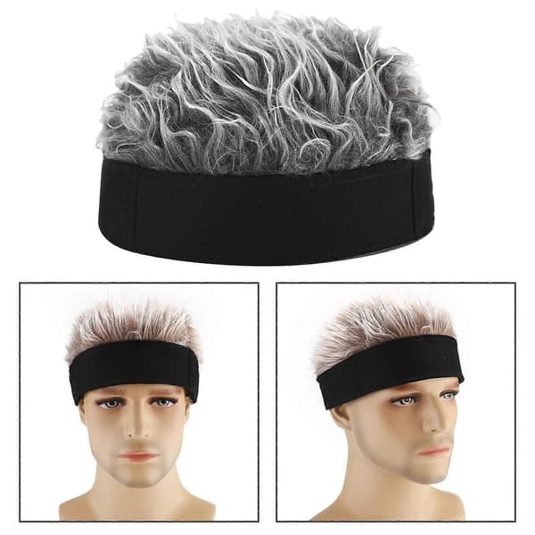 Herrehat Paryk Udendørs Vinter Skull Cap Uden Skygge Docker Hat Paryk Hat til Golf Black Gray