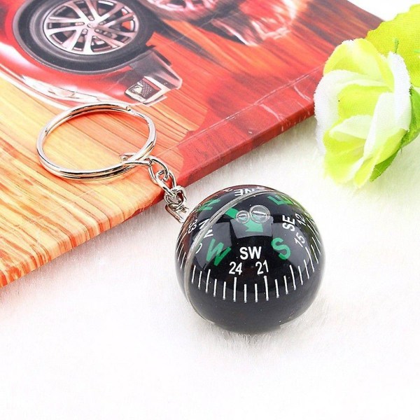 Naievear Creative Ball Compass Pendant Unisex Keychain Car Key Ring Hanging Decor Gift