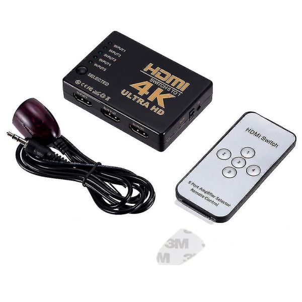 Hdmi-switch 4k, intelligent 5-portars Hdmi-switcher, splitter, stödjer 4k