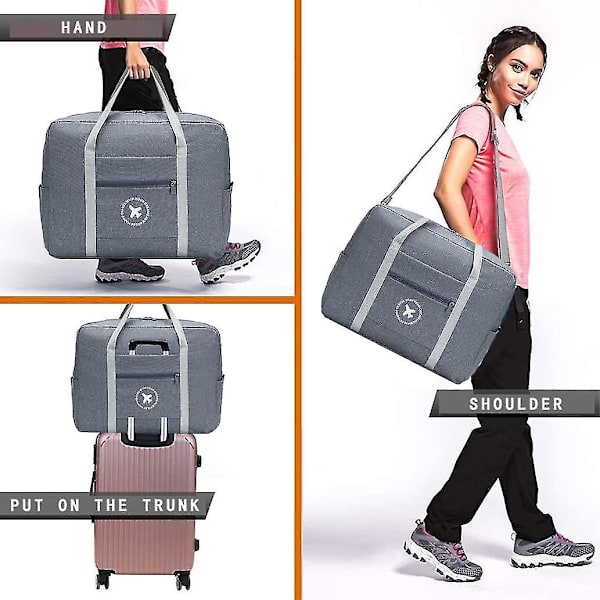 Kabinekuffert 40x20x25 Rejsetaske 2 Pakke Foldbar Under-sæde Kabinekuffert Vandtæt Weekendtaske Letvægts Håndbagagekuffert Med Skulderrem F 45x36x20cm EasyJet Gray