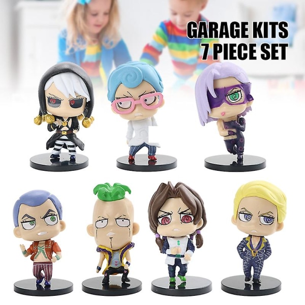 7 kpl Jojo's Bizarre Adventure -malli Anime-figuurikeräilyesineet Söpö auton sisustus Kakun päällyskoriste Faneille Second Generation