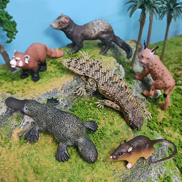 Dyrefigur Leopard Kat Rød Panda Mus Næbdyr Ildret Egernia Depressa Model Figur Uddannelsesmæssig Kage Topper Dekoration F