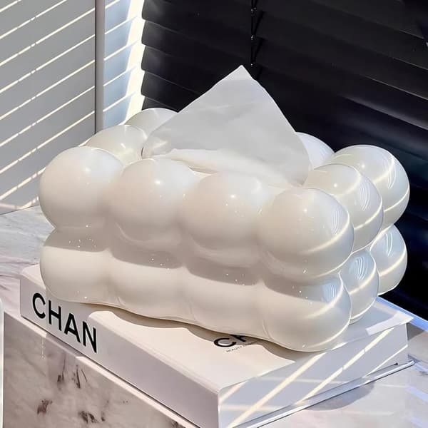 White Minimalist Rectangular Plastic Tissue Box Holder 20 x 13 x 9 cm Decorative Paper Napkin Storage Box