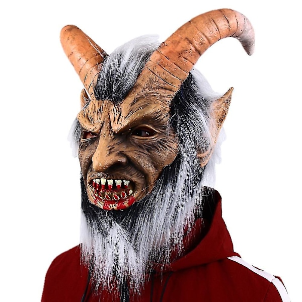 Halloween Cosplay Djevelmaske Karneval Fest Monster Kostyme Rekvisita Jul Skrekk Demon Krampus Maske