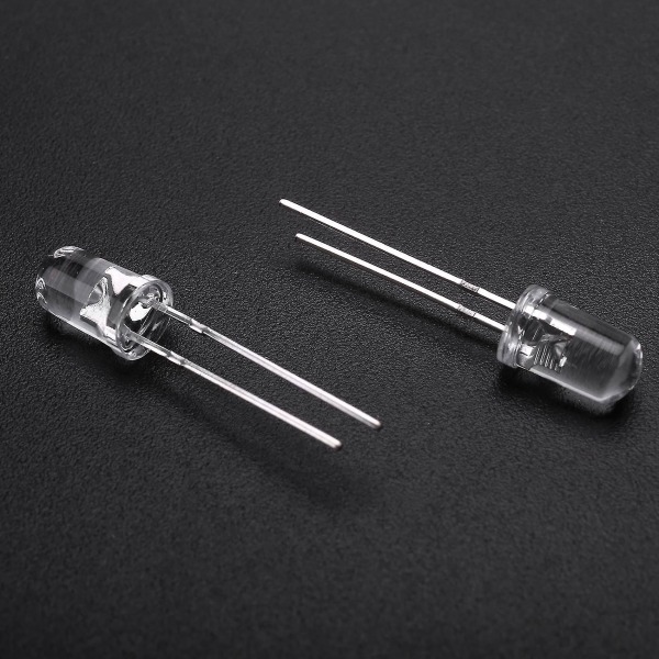 100 stk. 5mm varmt hvide LED-diodelys DC 3v 20ma pære elektroniske komponenter lysemitterende diode Warm White (3000K)