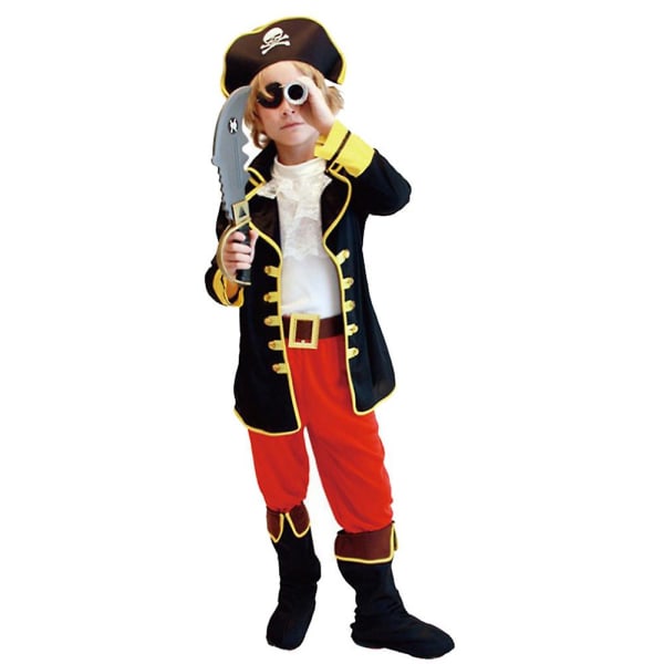 3-14 år Barn Tenåringer Pirat Cosplay kostyme, kaptein Pirat antrekk til Halloween Pirat temafest gave 3-5 Years