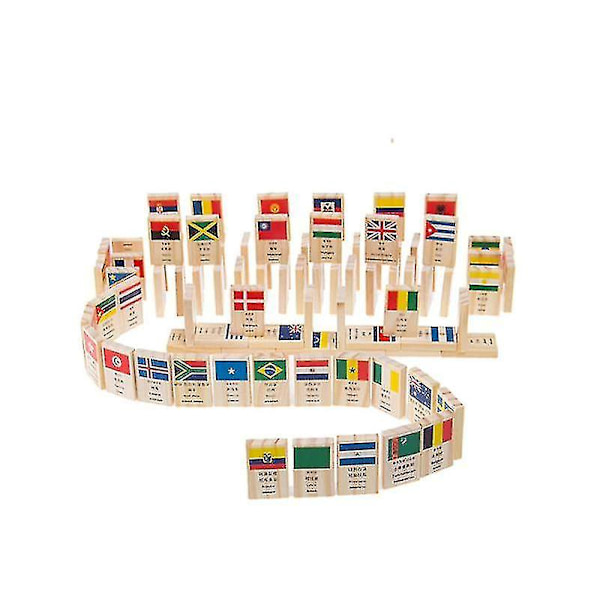 Venalisa 100 st träflaggdomino spel Lär dig flaggor Världsländer Pedagogiska leksaker Presenter | block