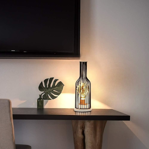Retro Jern Natlampe, Kreativ Vinflaske Bordlampe, Kobbertråds Natlampe Til Hjem Restaurant Hotel Batterier Ikke Inkluderet