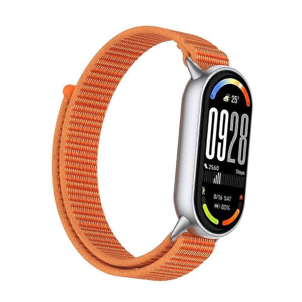 Håndledsrem kompatibel med Xiaomi Smart Band 10 / 9 / 8 Magic Tape Nylon Loop Urrem Orange