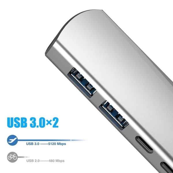 5-in-1 Typ-C -keskitinsovitin USB-C PD:llä