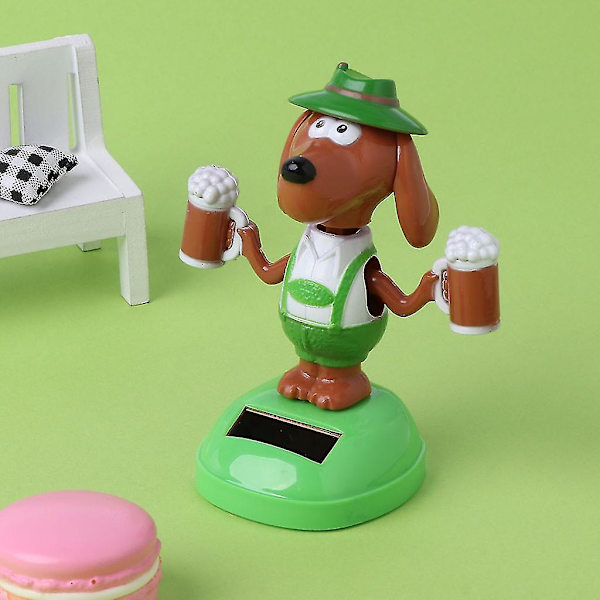 Solcells-driven dansande bobblehead-ölhund pedagogisk leksaksbil prydnad leksak barn