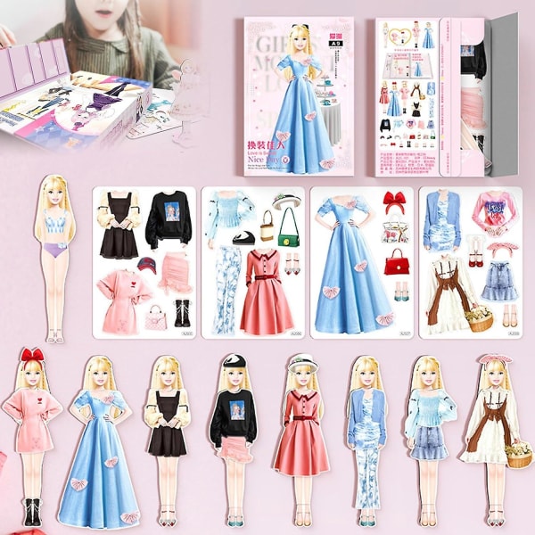 Magnetic Dress Up Baby, Magnetic Princess Dress Up Paper Doll Magnet Dress Up Games, låtsasresor Lekset Toy Dress Up Dolls For Girls Present Set G