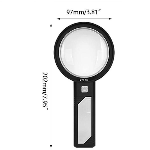 Forstørrelsesglass 6x/9x/15x med LED-lampe Svart