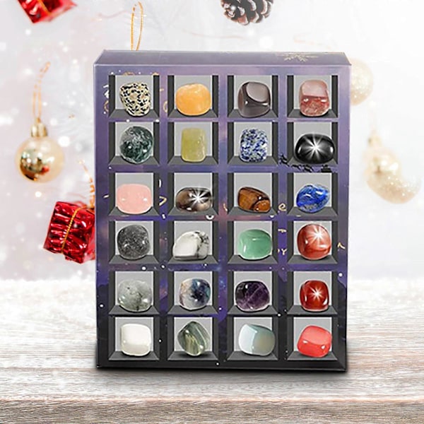 2024 Julekalender 24 Naturlige Krystal Agat Fossiler Dag Multi-color