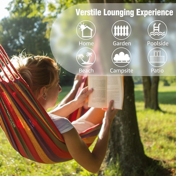 Udendørs Camping Hængekøje, Bærbar Canvas, Letvægts med Trævenlige Stropper, Bærepose, Perfekt til Have, Balkon, Terrasse, Strand, Vandreture