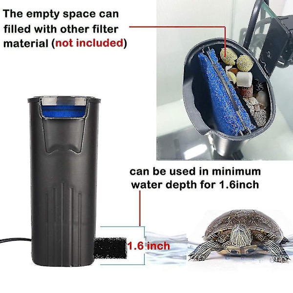 Akvarie Skildpadde Filter Til Reptiler Tank Lavt Niveau Vandfald Filter