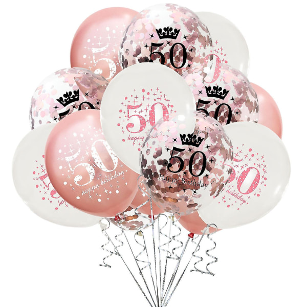 Veeki 50 år gammal roséguld digital ballongkonfetti Set Kombination Vuxen Födelsedagsfest Färg Dekorativa ballonger