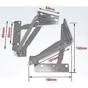 80 Degree Cabinet Hinge Full Hinge Lid Furniture Base Spring Hinge, 1 Pair