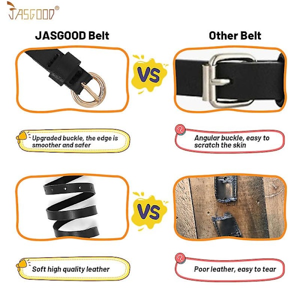 Jasgood 4/3 Pack Barnbälte Mode Glitterbälte, Sött Blankt PU-Läderbälte För Flickor Och Pojkar 3PC-A 80cm(31.5Inch)