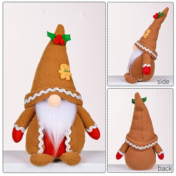 Pepperkake Gnome plysj juledukke, 2 stk plysj nordisk nisse dekorasjon, samleobjekt nordisk tomat formet svensk dukke ornament.