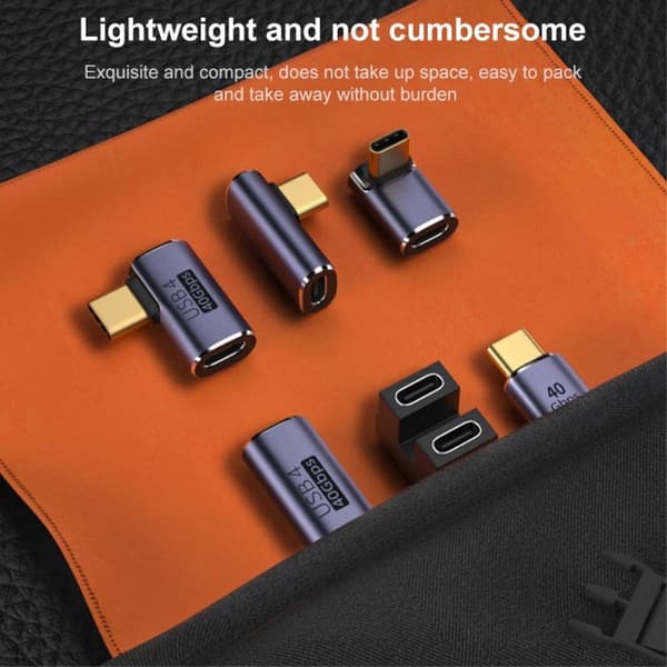 USB-C Han - USB-C Hun Adapter Albue USB 4.0 Aluminium Blå size 30