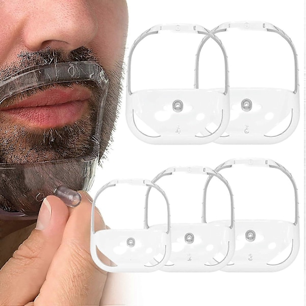 Skäggformare Getingskägg Styling Mall Skäggformningsverktyg Mode Getingskägg Rakmall Getingskägg Trimmerverktyg för Män, 5 Storlekar white 2 Set