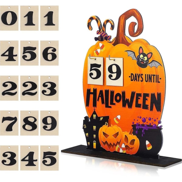 Halloween-dekorationer Halloween-adventskalender Halloween-nedräkningskalender i trä Träbord Halloween-kalender för barn Handdekoration