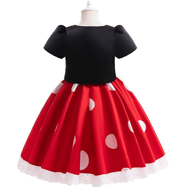 2-13 år Pige Minnie Kjole Polka Dot Sløjfe Dekoration Prinsesse Festkjole Gaver 4-5 Years