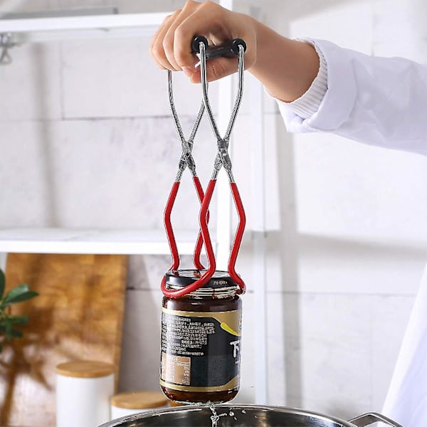 Purkituspihdit, purkkitölkin nostinpihdit, ruostumattomasta teräksestä valmistettu purkkitölkin nostin, premier Chef purkkitölkin nostin (punainen) 8,9\"