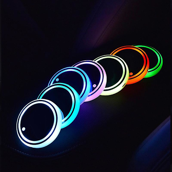 1x Auto Led Auton Mukipidikeen Pohjatyyny Led Hub Lamppu Kansi Trimmi Tunnelma Lamppu Tervetuloa Valo Liukumaton Matto Värikäs Valo Alunen - Juomatelineet