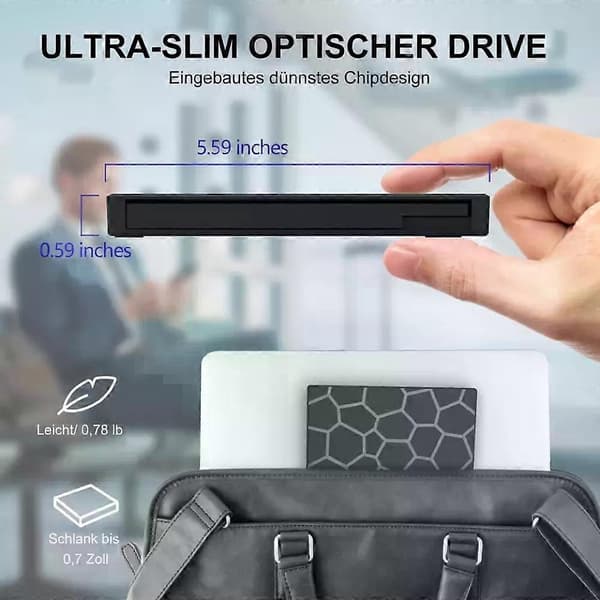 USB 3.0 Type C Ekstern CD/DVD Drev Brænder Afspiller til Windows 11 Laptops