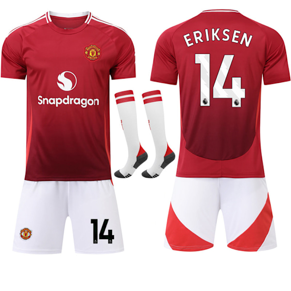 24-25 Manchester United Hemma Barn & Vuxen Fotbollströja Set Nr.14 ERIKSEN XL